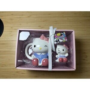 Sanrio Hello Kitty Mug & Figurine Set Pink Bow NWT Blue Sky Clayworks Collectors